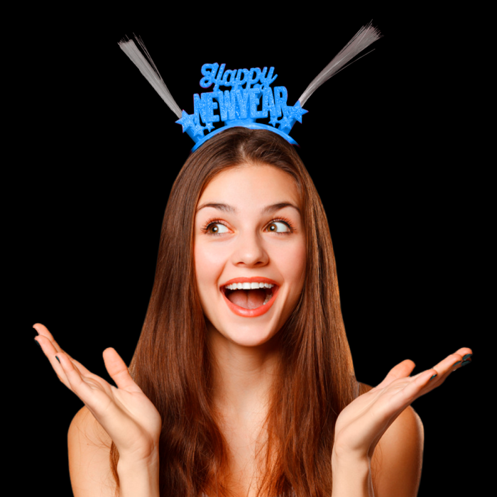 Light-Up Happy New Year Headband- Blue