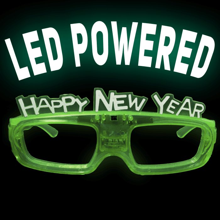 Sound Activated Light-Up "Happy New Year" Glasses- Green