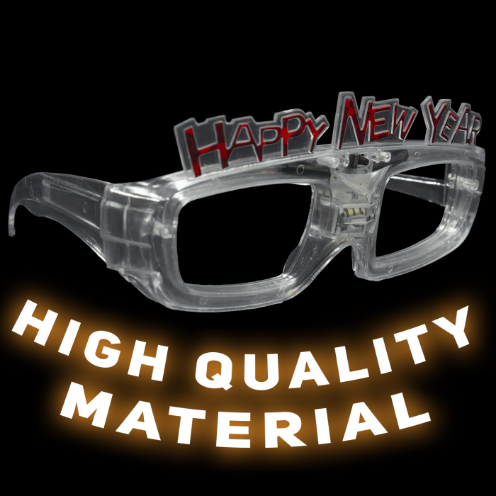 Sound Activated Light-Up "Happy New Year" Glasses- Transparent