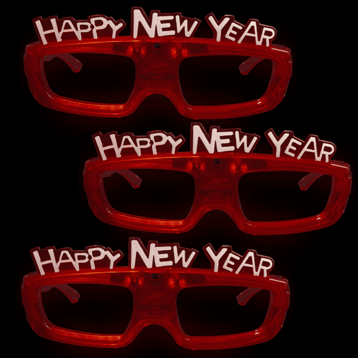 Sound Activated Light-Up "Happy New Year" Glasses- Red