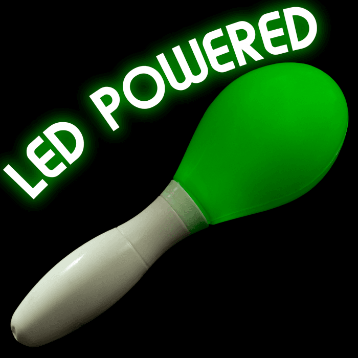 LED Light Up Maraca Supreme - Green 7 Inch
