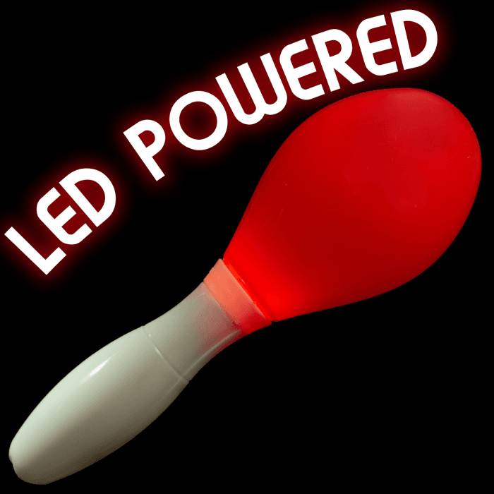 LED Light Up Maraca Supreme - Red 7 Inch