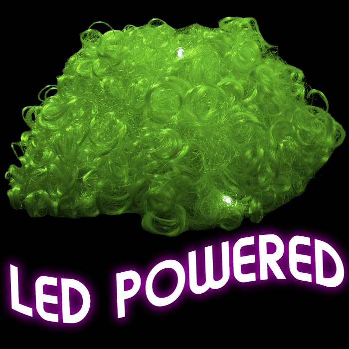 LED Light Up Afro Wig - Green