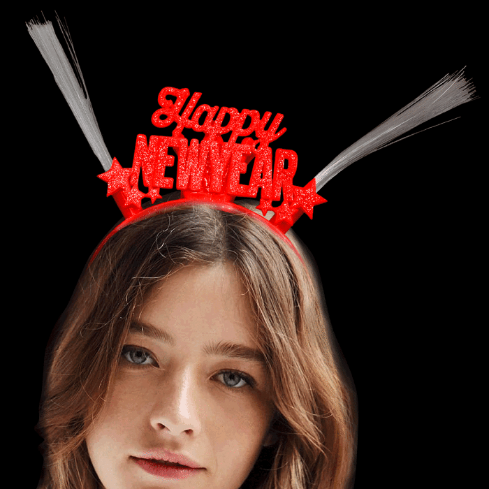 Light-Up Happy New Year Headband- Red