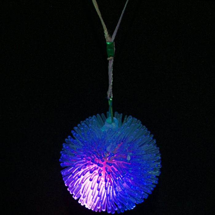 LED Light-Up Pom Pom Necklace - Blue