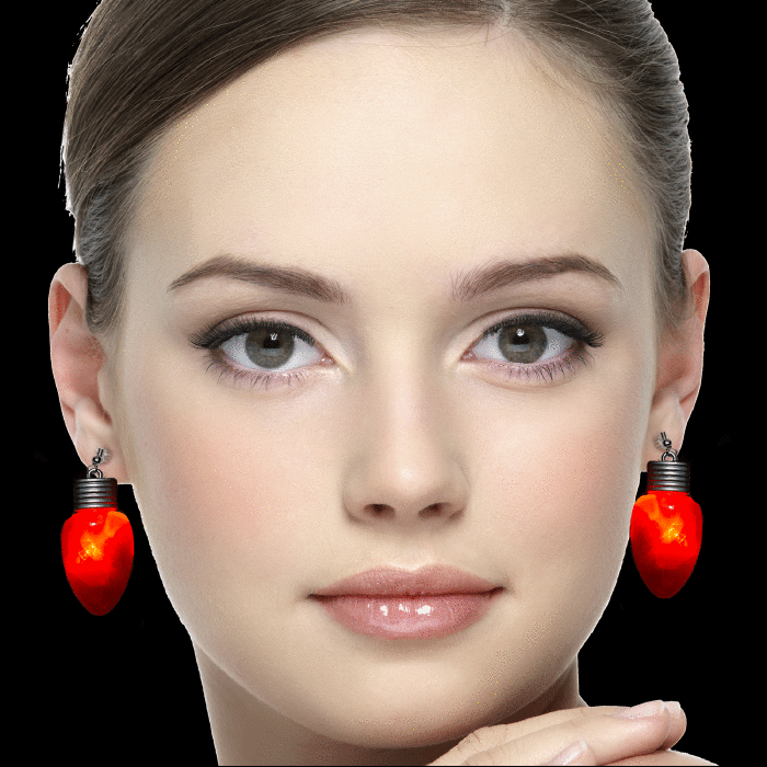 2" Flashing Bulb Shape Earrings- Red