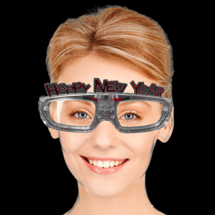 Sound Activated LightUp "Happy New Year" Glasses Transparent