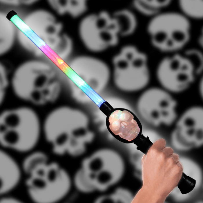 LED Flashing Multicolored Skull Wand