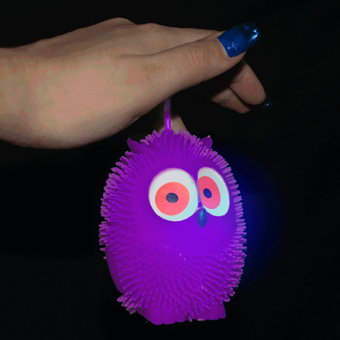 4" Light-Up Flashing Owl Puffer- Purple