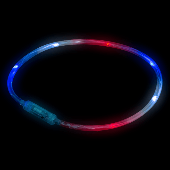 22 Inch Red-White-Blue Flashing LED Necklace