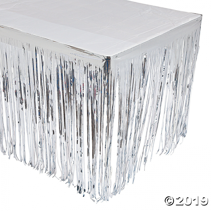 Silver Fringe Table Skirt (1 Piece(s))