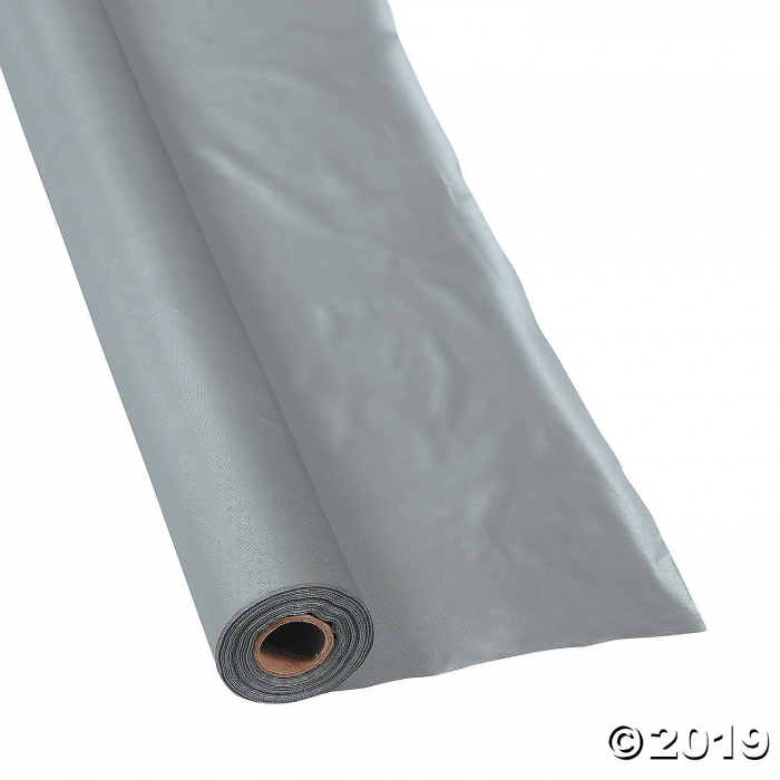 Metallic Silver Plastic Tablecloth Roll (100 ft)