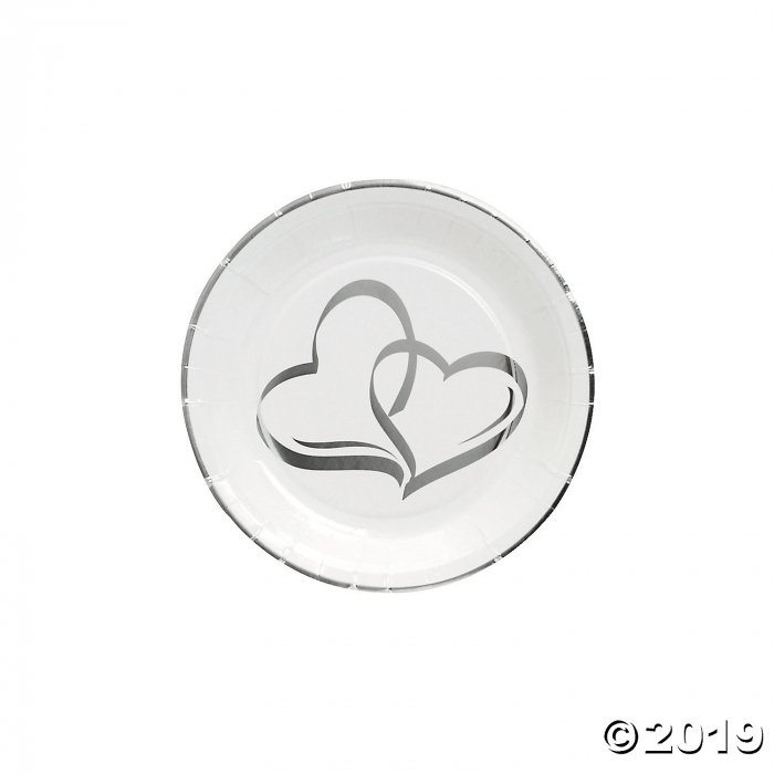 Two Hearts Paper Dessert Plates (25 Piece(s))