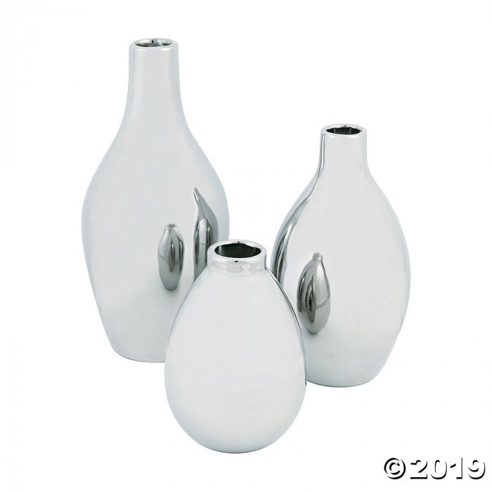 Silver Metallic Vase Set (1 Set(s))