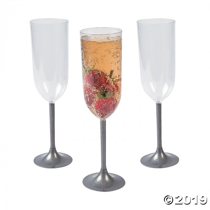 Silver Stem Champagne Glasses (Per Dozen)