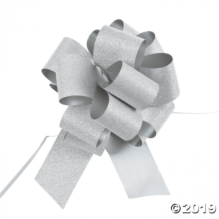 Silver Glitter Pew Bows (Per Dozen)