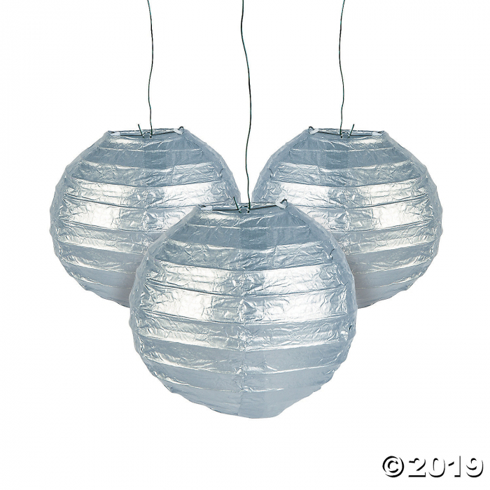 Mini Silver Hanging Paper Lanterns (Per Dozen)