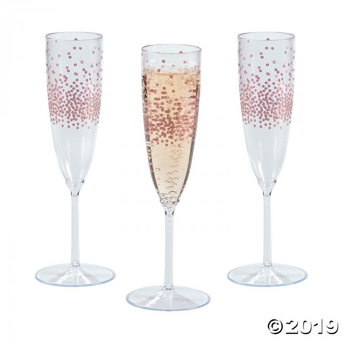 Premium Plastic Rose Gold Dot Champagne Flutes (25 Piece(s))