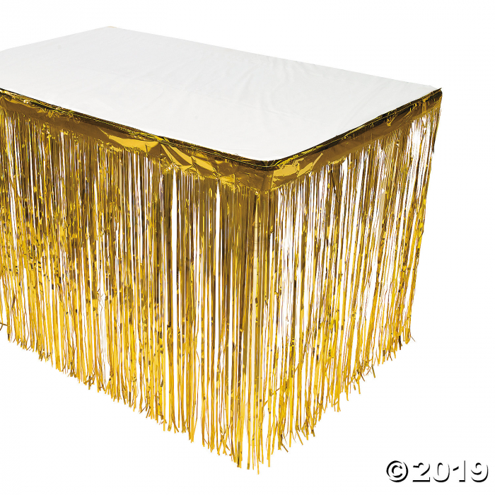 Gold Metallic Fringe Table Skirt (1 Piece(s))