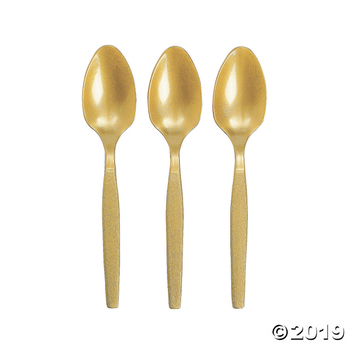 Metallic Gold Plastic Spoons (50 Piece(s))
