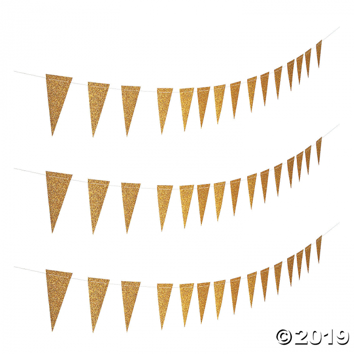 Gold Glitter Paper Pennant Banner (1 Piece(s))