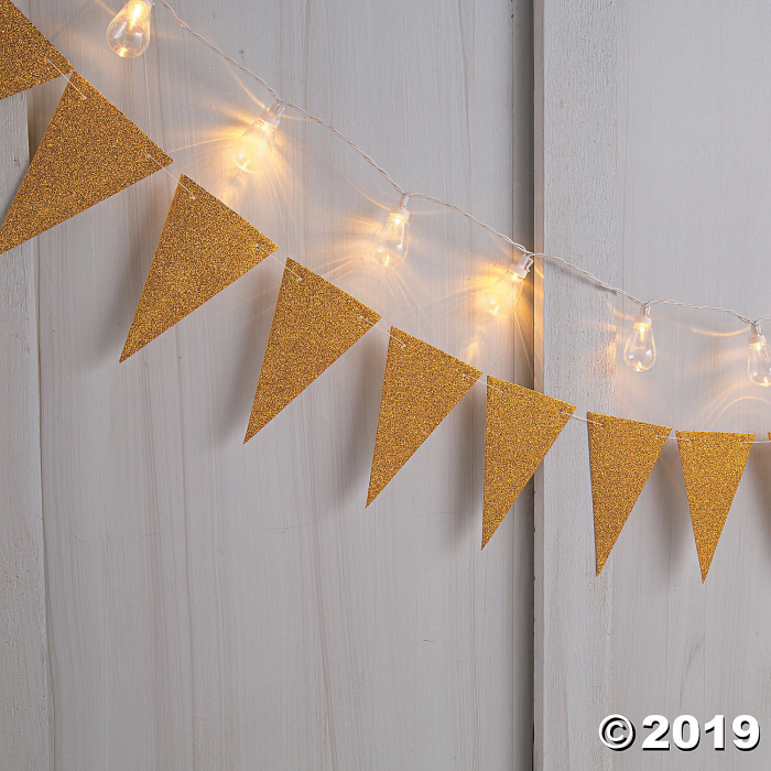 Gold Glitter Paper Pennant Banner (1 Piece(s))