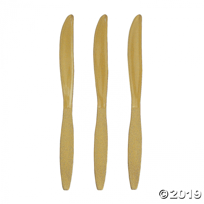 Metallic Gold Plastic Knives (50 Piece(s))