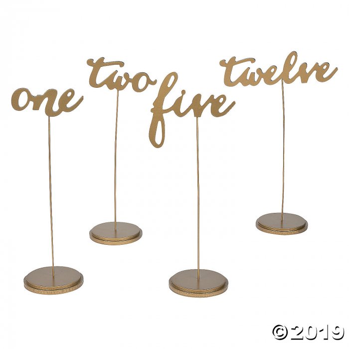 1 - 12 Gold Calligraphy Table Numbers (Per Dozen)
