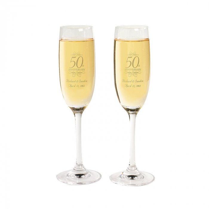 Engraved Anniversary Champagne Glass Set