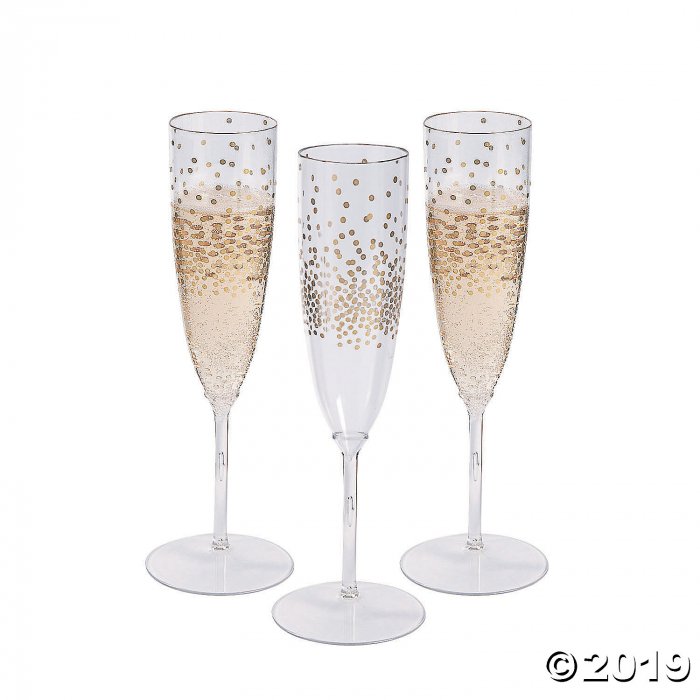 Premium Plastic Gold Dot Champagne Flutes (25 Piece(s))