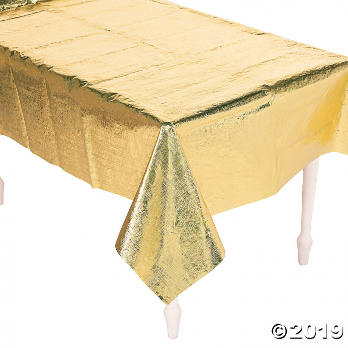 Gold Metallic Plastic Tablecloth (1 Piece(s))