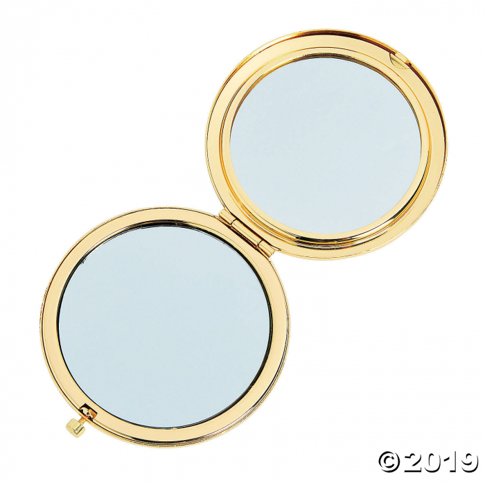 Black & White Striped Pop Bubbly Gold Compact Mirrors (6 Piece(s))