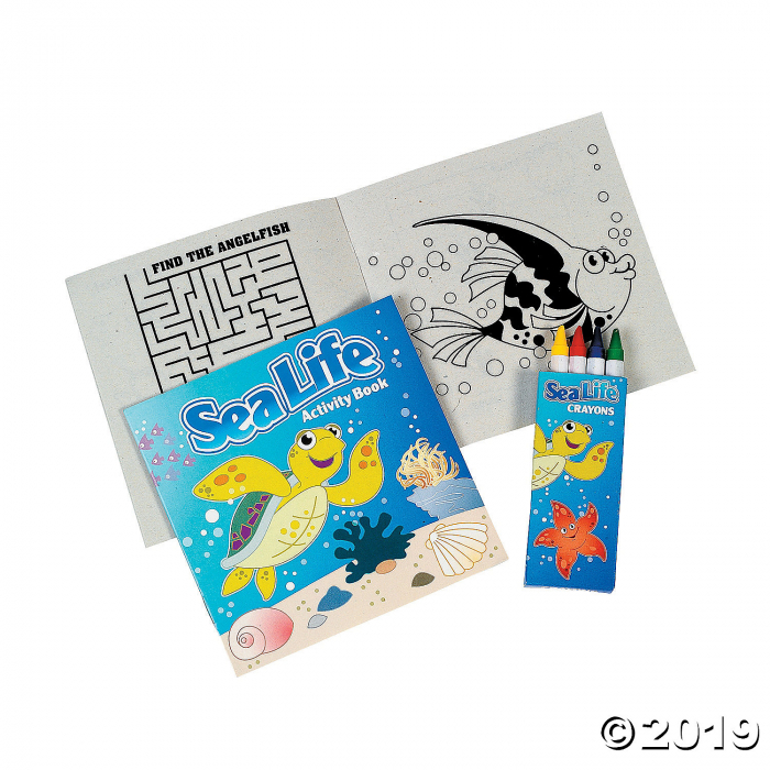 Tropical Sea Life Activity Books with Crayons (Per Dozen)