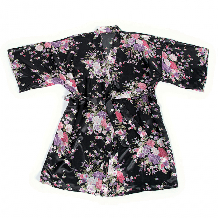 Personalized Black Floral Robe (1 Piece(s))