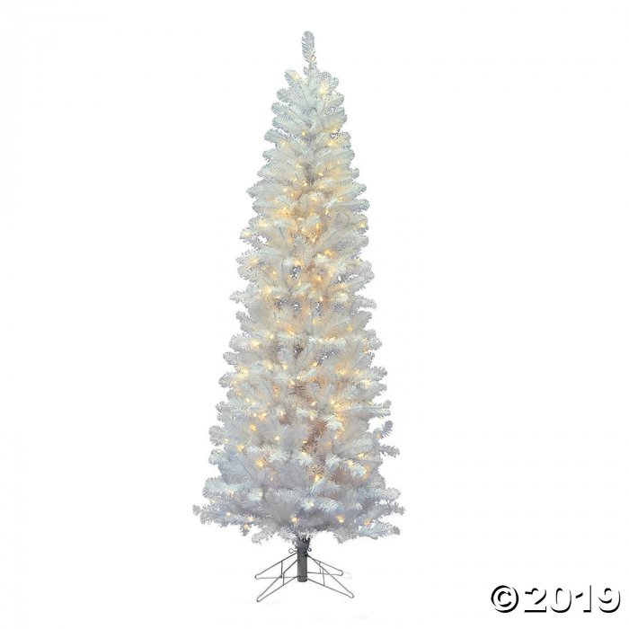 Vickerman 7.5' White Salem Pencil Pine Christmas Tree with Warm White LED Lights (1 Piece(s))