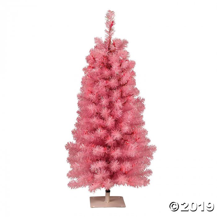 Vickerman 3' x 18" Pink Pine Tree with Pink Mini Lights (1 Piece(s))