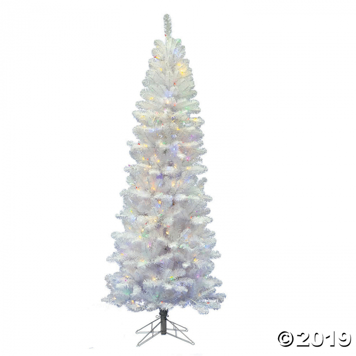Vickerman 6 5 White M Pencil Pine Christmas Tree With Multi White M Pencil Pine Christmas Tree