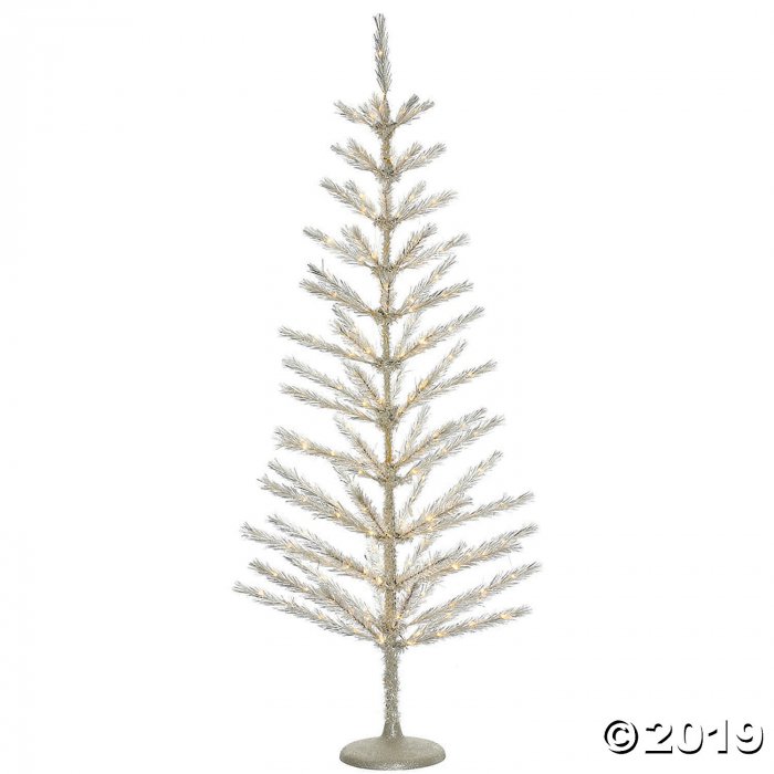 4' x 20" Champagne Feather Tree with LED Lights (1 Piece(s))