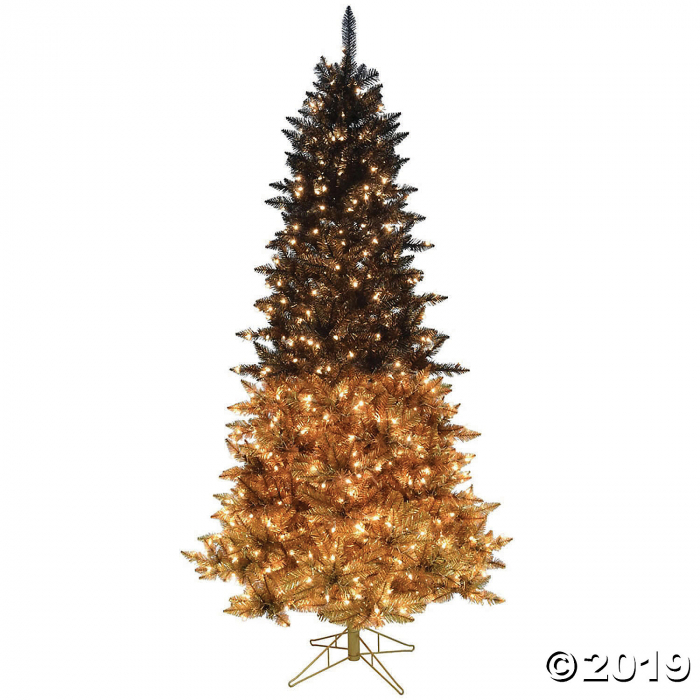 Vickerman 7.5' x 48" Black Gold Christmas Tree with Warm White LED Lights (1 Piece(s)) Vickerman 7.5' x 48" Black Gold Christmas Tree with Warm White LED Lights (1 Piece(s))