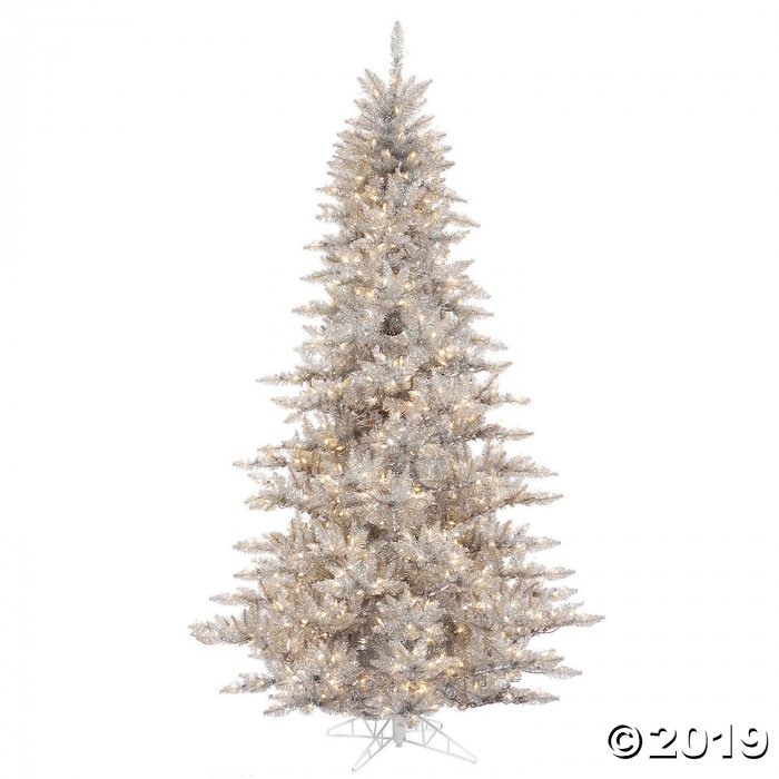 Vickerman 3' Silver Tinsel Fir Christmas Tree with Warm White LED Lights (1 Piece(s))