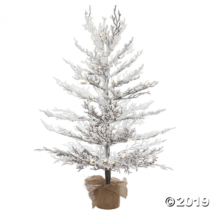 4' x 30" Flocked Winter Twig Pine Christmas Tree with LED Lights (1 Piece(s))