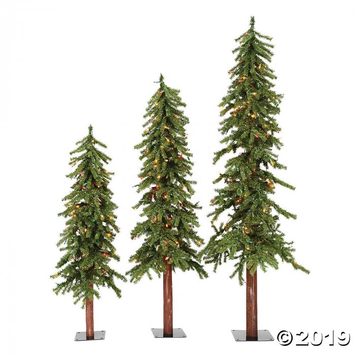 Vickerman 4', 5', and 6' Natural Look Alpine Christmas Tree Set with Multi-Colored Lights (1 Piece(s))