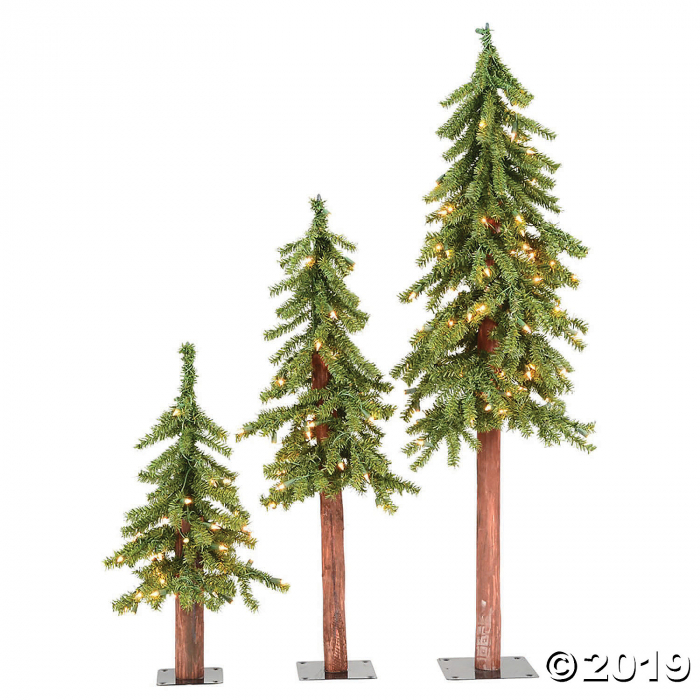 Vickerman 2' 3' 4' Natural Alpine Christmas Tree Set with Clear Lights (1 Piece(s))