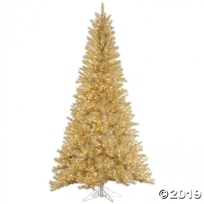 Vickerman 7.5' White-Gold Tinsel Christmas Tree with Clear Lights (1 Piece(s))