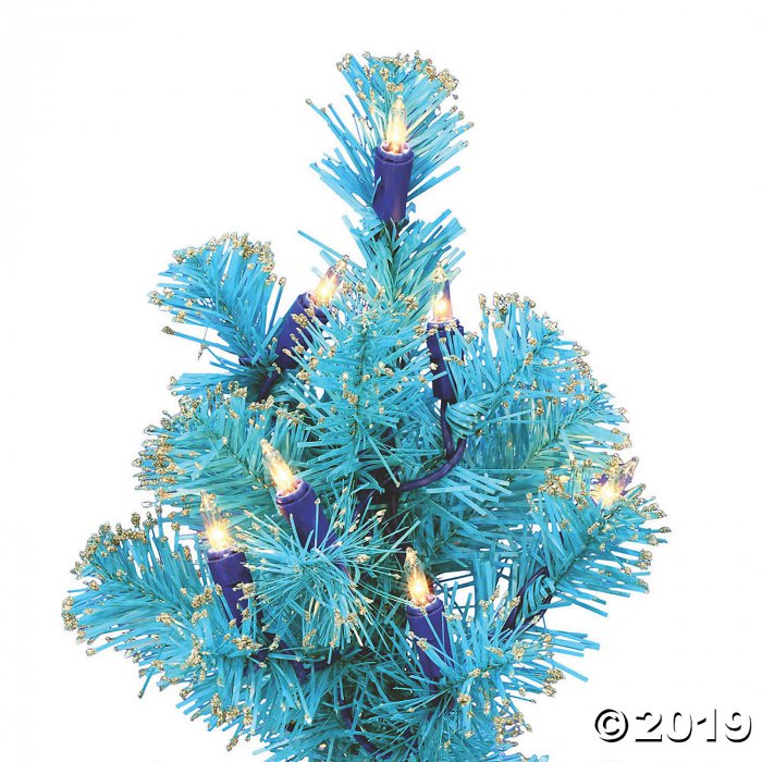 Vickerman 2' x 16" Sky Blue Tinsel Tree with Clear Lights (1 Piece(s))