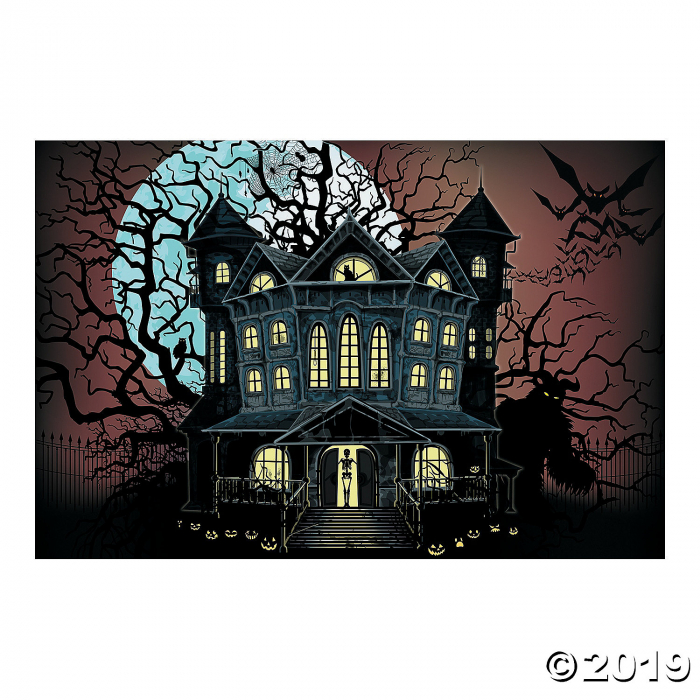 Haunted House Backdrop Halloween Decoration (1 Set(s))