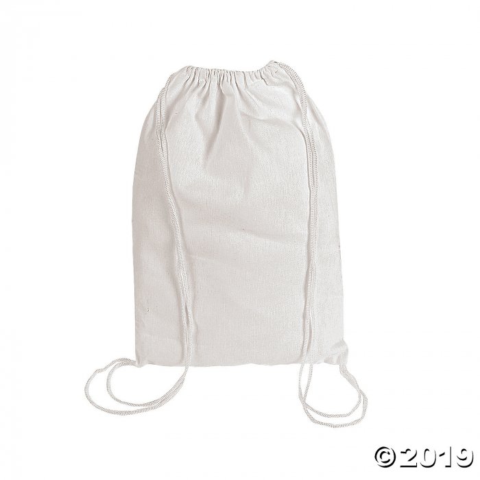 DIY Medium White Canvas Drawstring Bags - 48 Pc.