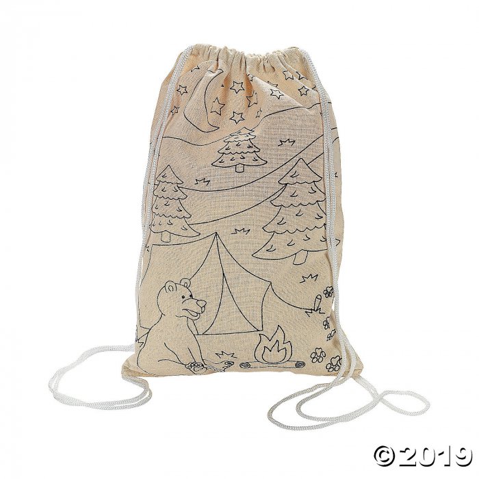 Color Your Own Medium Camp Canvas Drawstring Bags (Makes 12)