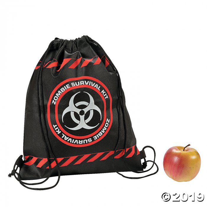 Medium Zombie Survival Drawstring Bags (Per Dozen)