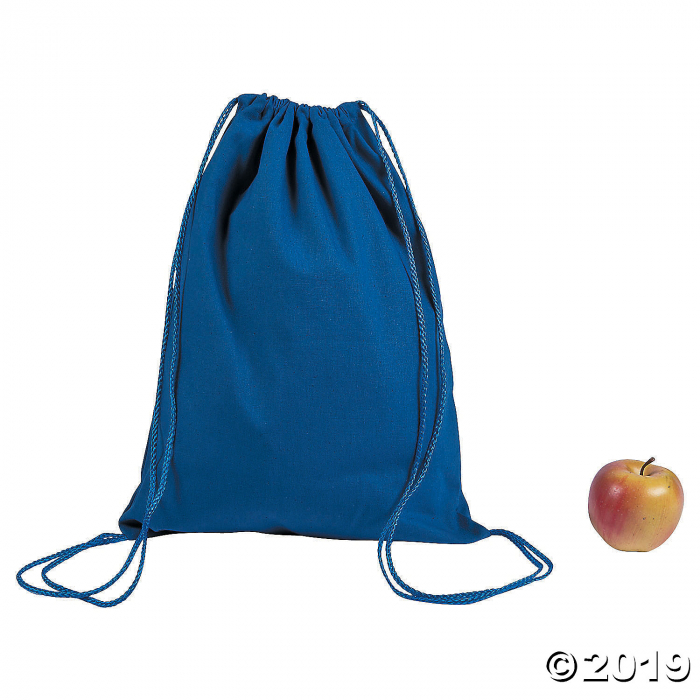 DIY Large Blue Canvas Drawstring Bags (Per Dozen)